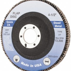 ELITE ABRASIVES LLC Flap Disc: 4-1/2" Dia, 7/8" Hole, 60 Grit, Zirconia Alumina, Type 27 PLMSC12834