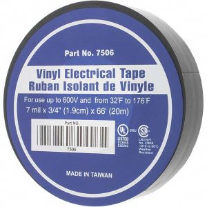 VALUE COLLECTION Electrical Tape: 3/4" Wide, 66' Long, Black 7506