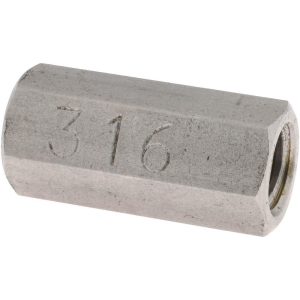 COUPLING NUT SUPPLY 3/8-16 UNC, 1-1/8" OAL Stainless Steel Standard Coupling Nut 250265