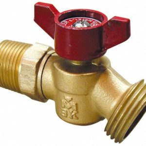 B&K MUELLER 1/2" Pipe, 125 psi WOG Rating, 1" Long Shank, Brass Hose Bibb, Stop Valve 102-353HN