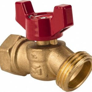 B&K MUELLER 1/2" Pipe, 125 psi WOG Rating, 1/4" Long Shank, Brass Hose Bibb, Stop Valve 102-453HN