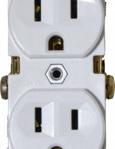LEVITON Straight Blade Duplex Receptacle: NEMA 5-15R, 15 Amps, Self-Grounding BR15-W