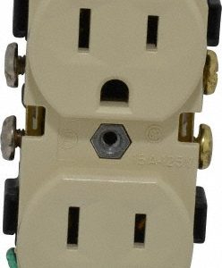 LEVITON Straight Blade Duplex Receptacle: NEMA 5-15R, 15 Amps, Self-Grounding CR15-I