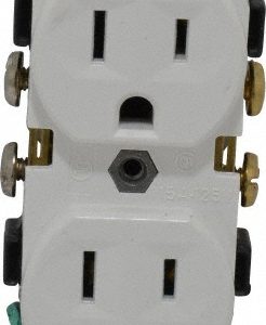LEVITON Straight Blade Duplex Receptacle: NEMA 5-15R, 15 Amps, Self-Grounding CR15-W