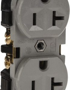 LEVITON Straight Blade Duplex Receptacle: NEMA 5-20R, 20 Amps, Self-Grounding CR20-GY