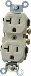 LEVITON Straight Blade Duplex Receptacle: NEMA 5-20R, 20 Amps, Self-Grounding CR20-I