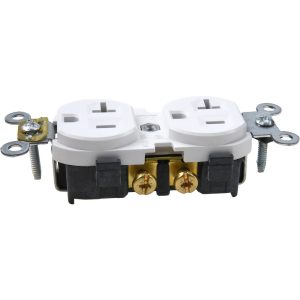 LEVITON Straight Blade Duplex Receptacle: NEMA 5-20R, 20 Amps, Self-Grounding CR20-W