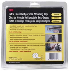 3M Off-White Double-Sided Urethane Foam Tape: 3/4" Wide, 7 yd Long, 1/8" Thick, Acrylic Adhesive 7000049239