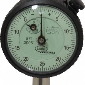 MAHR Dial Drop Indicator: 0.125" Range, 0-25-0 Dial Reading, 0.0005" Graduation, 1-3/4" Dial Dia 2016585