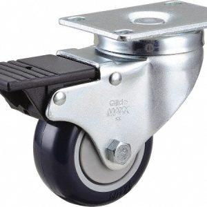 VALUE COLLECTION Swivel Top Plate Caster: Polyurethane & Rubber, 3" Wheel Dia, 1-1/4" Wheel Width, 300 lb lb Capacity V3-30-213G-2