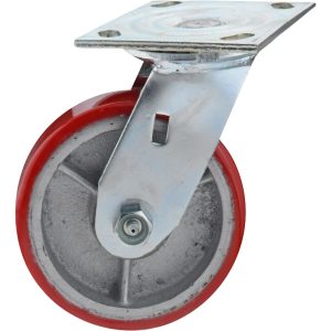 VALUE COLLECTION Swivel Top Plate Caster: Polyurethane, 5" Wheel Dia, 1-1/2" Wheel Width, 800 lb Capacity, 6-1/2" OAH GMC-SI-0088