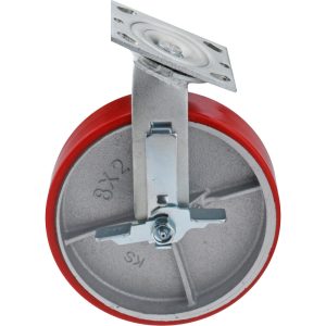 VALUE COLLECTION Swivel Top Plate Caster: Polyurethane, 8" Wheel Dia, 2" Wheel Width, 1,200 lb Capacity, 9-1/2" OAH VES8X2MOPTBK