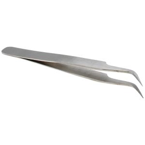 VALUE COLLECTION Dumont-Style Swiss Pattern Tweezer: 7-SA, Stainless Steel, Curved Tip, 4-3/8" OAL 10407SA