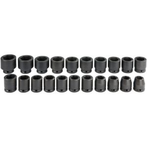 PROTO Socket Set: Impact Standard, 21 Pc, 3/4" Drive, 19.00 to 41.00 mm J72103M