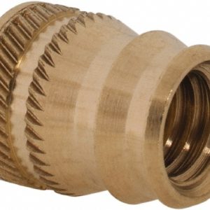E-Z LOK 5/16-18, 0.401" Small to 0.448" Large End Hole Diam, Brass Double Vane Tapered Hole Threaded Insert DV-518-TH