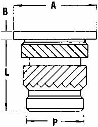 E-Z LOK #2 56 UNC, 0.141" Diam, Brass Headed Heat Installed Threaded Insert FL-256-HI