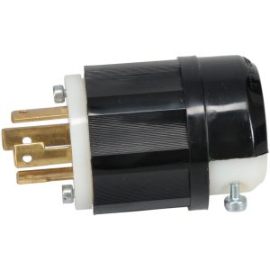 LEVITON Locking Inlet: Plug, Industrial, L14-30P, 125 & 250V, Black & White 2711