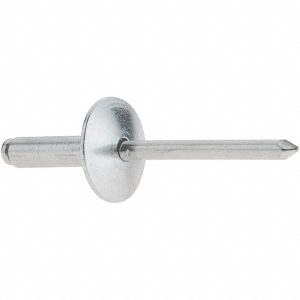 RIVETKING Open End Blind Rivet: Size 68, Large Flange Dome Head, Aluminum Body, Aluminum Mandrel ABA68LF/P250