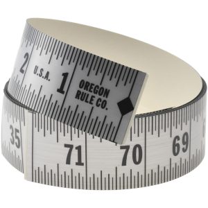 OREGON RULE COMPANY 6 Ft. Long x 1-1/4 Inch Wide, 1/16 Inch Graduation, Silver, Mylar Adhesive Tape Measure ER-S072R-TC