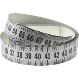 OREGON RULE COMPANY 3 Ft. Long x 1 Inch Wide, 1/8 Inch Graduation, Silver, Mylar Adhesive Tape Measure FHR-S072L-TC