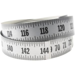 OREGON RULE COMPANY 6 Ft. Long x 1 Inch Wide, 1/8 Inch Graduation, Silver, Mylar Adhesive Tape Measure FHR-S144L-TC