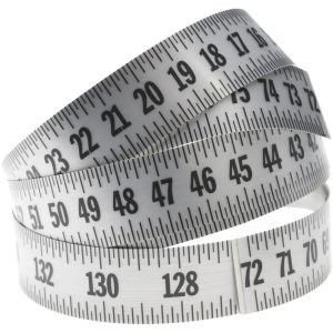 OREGON RULE COMPANY 6 Ft. Long x 1 Inch Wide, 1/8 Inch Graduation, Silver, Mylar Adhesive Tape Measure FHR-S144R-TC