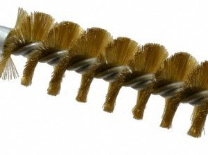 SCHAEFER BRUSH Double Stem/Single Spiral Tube Brush: 1-1/4" Dia, 8" OAL, Brass Bristles 43636