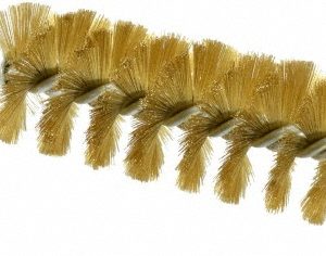SCHAEFER BRUSH Double Stem/Single Spiral Tube Brush: 1-1/2" Dia, 8" OAL, Brass Bristles 43639