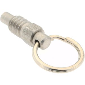 GIBRALTAR 1/4-20, 0.31" Thread Length, 0.16" Plunger Diam, 0.19" Plunger Projection, 0.5 Lb Init to 2 Lb Final End Force, Stainless Steel Pull Ring Plunger SPR25A-G