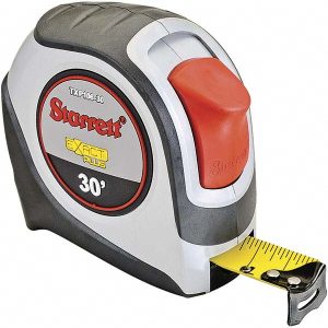 STARRETT Tape Measure: 30' Long, 1-1/16" Width, Yellow Blade 30641