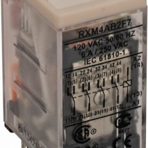 SQUARE D 14 Pins, 1.2 VA Power Rating, Ice Cube Electromechanical Plug-in General Purpose Relay RXM4AB2F7