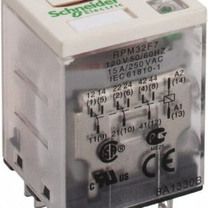 SQUARE D 11 Pins, 1.7 VA Power Rating, Ice Cube Electromechanical Plug-in General Purpose Relay RPM32F7