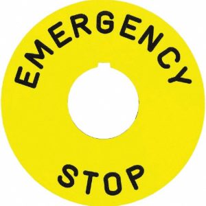 SQUARE D Round, Plastic Legend Plate - Emergency Stop 9001KN8330