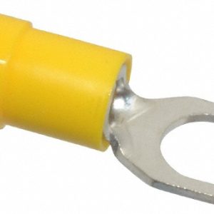 THOMAS & BETTS Standard Fork Terminal: Yellow, Vinyl, Partially Insulated, #1/4" Stud, Crimp TV10-14F-XV