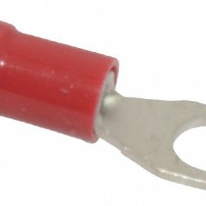 THOMAS & BETTS Standard Fork Terminal: Red, Vinyl, Partially Insulated, #8 Stud, Crimp TV18-8F-XV