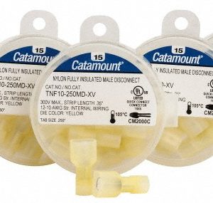 THOMAS & BETTS Wire Disconnect: Male, Yellow, Nylon, 12-10 AWG, 1/4" Tab Width TNF10-250MD-XV