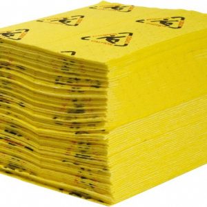 BRADY SPC SORBENTS Sorbent Pad: Chemical & Hazmat Use, 15" Wide, 19" Long, 60 gal, Black, Red & Yellow CH200