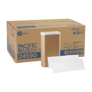 GEORGIA PACIFIC Pacific Blue Basic 1-Ply Recycled Multifold Paper Towel (Previously Envision), White 24590