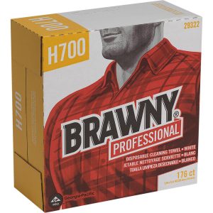 BRAWNY PROFESSIONAL H700 Disposable Cleaning Towels, Tall Box, White 29322