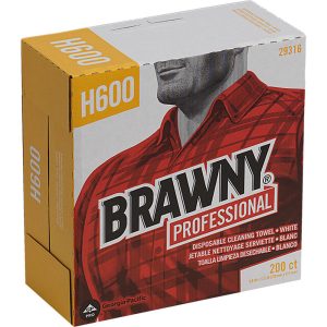 BRAWNY PROFESSIONAL H600 Disposable Cleaning Towels, Tall Box, White 29316