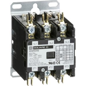 SQUARE D 3 Pole, 30 Amp Inductive Load, 110 Coil VAC at 50 Hz and 120 Coil VAC at 60 Hz, Definite Purpose Contactor 8910DPA33V02
