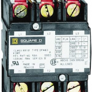 SQUARE D 3 Pole, 40 Amp Inductive Load, 208 to 240 Coil VAC at 60 Hz and 220 Coil VAC at 50 Hz, Definite Purpose Contactor 8910DPA43V09