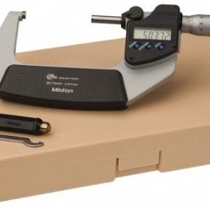 MITUTOYO Electronic Outside Micrometer: 50 mm Min, Solid Carbide Face, IP65 293-232-32
