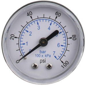 VALUE COLLECTION Pressure Gauge: 2" Dial, 100 psi, 1/4" Thread, NPT, Center Back Mount 111CB20100