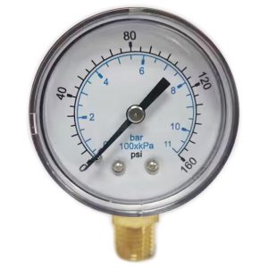 VALUE COLLECTION Pressure Gauge: 2" Dial, 160 psi, 1/4" Thread, NPT, Lower Mount 111CL20160