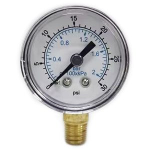 VALUE COLLECTION Pressure Gauge: 2" Dial, 30 psi, 1/4" Thread, NPT, Lower Mount 111CL20030