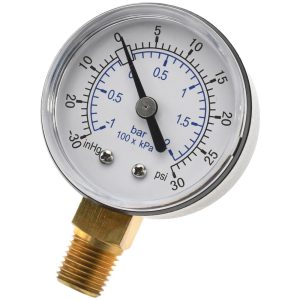 VALUE COLLECTION Pressure Gauge: 2" Dial, 30 psi, 1/4" Thread, NPT, Lower Mount 111CL20V30