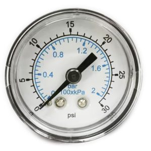 VALUE COLLECTION Pressure Gauge: 1-1/2" Dial, 30 psi, 1/8" Thread, NPT, Center Back Mount 115AB15030