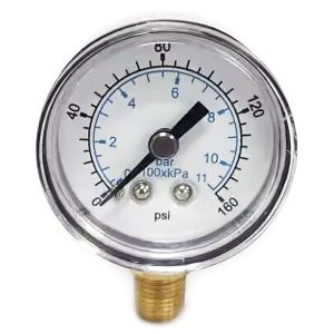 VALUE COLLECTION Pressure Gauge: 1-1/2" Dial, 160 psi, 1/8" Thread, NPT, Lower Mount 111CL15160