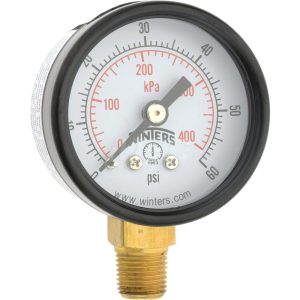 VALUE COLLECTION Pressure Gauge: 0 to 60 psi, 1/8" Thread, NPT 111CL15060